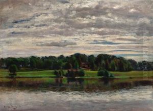 Am Flus. Blick Auf Ein Am Wasser Gelegenens Bauernhaus by Eero Jaernefelt