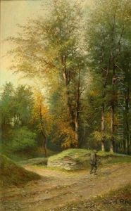 Forest Interior With An Old Man by Petr Jaros