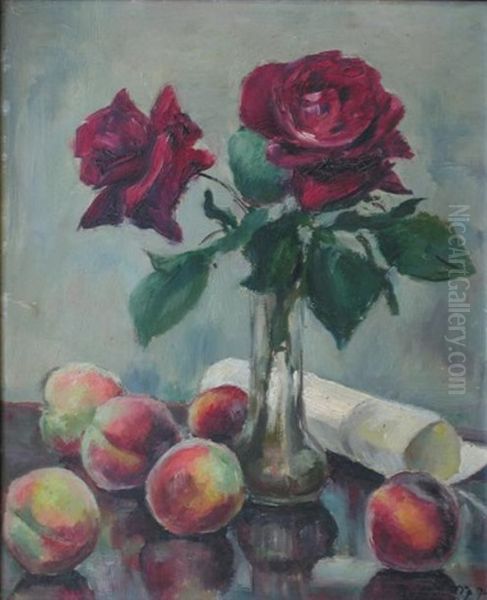 Nature Morte Aux Peches Et Roses - view 1