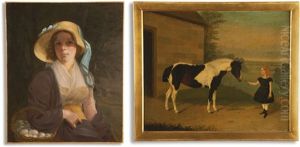 Betsy Burtis (d. 1813), The Artist's First Wife And Girl With Pony (2 Works) by John Wesley Jarvis