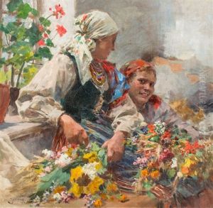 Dwie Kwiaciarki by Zdzislaw Jasinski