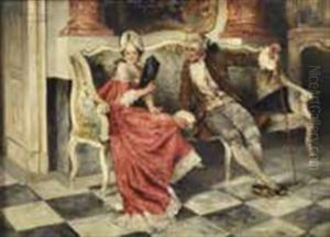 Galante Rokokoszene Mit Paar Auf Sitzbank by Rudolf-Alfred Jaumann