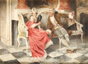 Galantes Rokokopaar In Salon by Rudolf-Alfred Jaumann