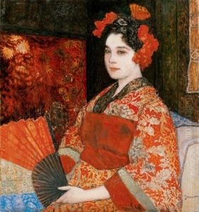 No Japan Kimonoban (woman In Japanese Kimono) by Pal Javor