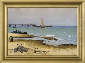 Seaside. Beach And Pier by Soter Jaxa-Malachowski