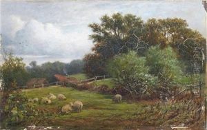 Sheep In A Field (+ Children By A Stream; Pair) by William Samuel Jay