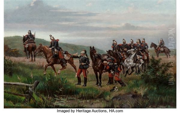 French Cuirassiers Fording A Stream - view 1