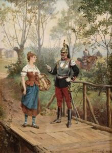 Soldier Talking To A Woman With Apples by Paul Leon Jazet