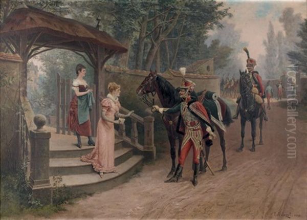 Billet De Logement De Deux Chasseurs De La Garde...1813-1815 Ou La Missive Deposee Par Deux Officiers De Hussard - view 1
