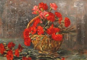 Basket With Wild Carnation by Adela Jean