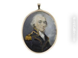 A Naval Officer, Wearing Blue Coat With Facings And Standing Collar Edged With Gold, Gold Epaulette, White Stock And Frilled Chemise