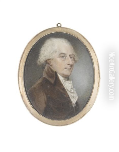 The Very Reverend Edward Bayly (b. 1712), Wearing Brown Coat With Standing Collar, White Chemise, Stock And White Frilled Lace Cravat - view 1