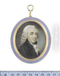 A Gentleman, Wearing Black Coat And Waistcoat, White Stock And Lace Cravat, His Wig Powdered