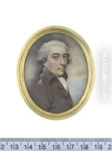 A Gentleman, Wearing Brown Coat, White Frilled Chemise, His Powdered Hair Tied With Black Ribbon Bow by Philip Jean