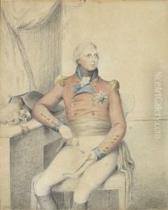 A Rare Work On Paper Portraying Prince William Frederick, Duke Of Gloucester And Edinburgh (1776-1834), Seated At A Writing Table And Wearing Black Riding Boots, White Breeches, Black Cummerbund