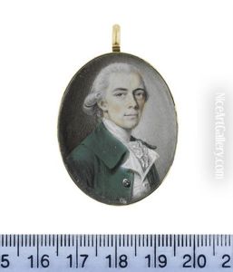A Gentleman, Wearing Green Coat, White Waistcoat, Lace Cravat And Stock, His Powdered Wig Worn En Queue