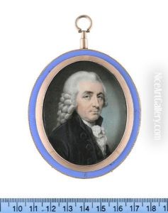 A Gentleman, Wearing Black Coat And Waistcoat, White Stock And Lace Cravat, Powdered Wig