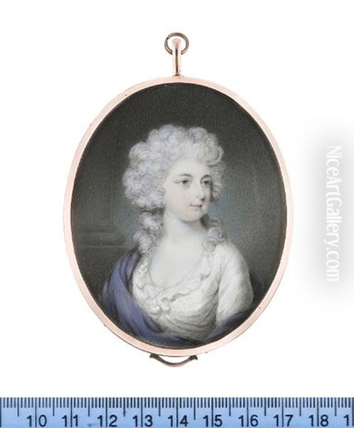 Maria, Duchess Of Gloucester, Wearing White Dress And Blue Mantle, Her Powdered Wig Worn A La Conseilleur - view 1