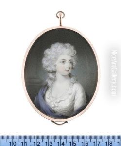 Maria, Duchess Of Gloucester, Wearing White Dress And Blue Mantle, Her Powdered Wig Worn A La Conseilleur
