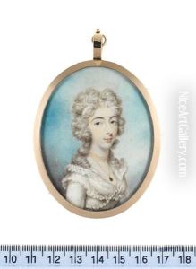 A Lady, Wearing White Dress With Frilled Collar And Strand Of Pearls Across Her Bust, Pendant On A Fine Gold Chain About Her Neck And White Ribbon In Hair