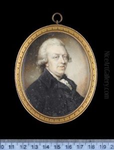 A Gentleman, Wearing Black Coat, Matching Waistcoat And Frilled White Cravat, His Hair Powdered