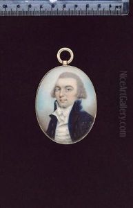 A Gentleman, Wearing High-collared Blue Coat, White Waistcoat And Tied Cravat, His Hair Powdered
