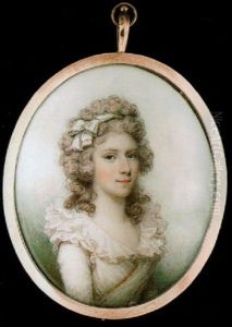 A Portrait Of A Lady With White Ribbon Bow In Her Powdered Hair