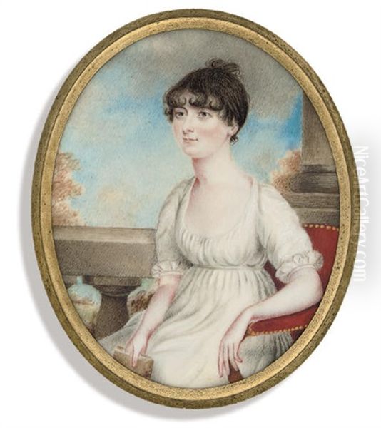 A Lady, In White Dress With Short Lace-bordered Sleeves, Seated - view 1