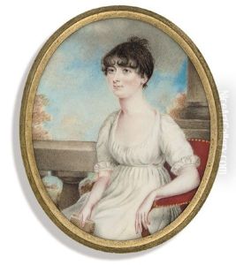 A Lady, In White Dress With Short Lace-bordered Sleeves, Seated