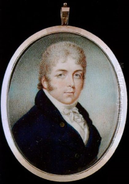 George Glascott Of Fruit Hill, Wearing Blue Coat, White Waistcoat, Stock And Cravat - view 1