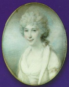 Lady Sheffield, Wearing Decolletee White Dres With Pink Ribbons About Her Waist And Sleeve