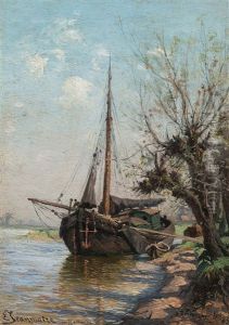 Bord De La Meuse, Cote De Papendrecht Pres Dordrecht by Edouard Jeanmaire