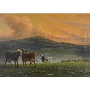Soleil Couchant Au Jura Neuchatelois by Edouard Jeanmaire