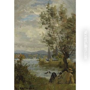 Rastender Am Seeufer by Edouard Jeanmaire