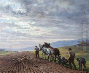 Paysans Au Champ by Edouard Jeanmaire