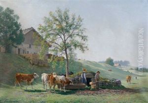 Sommerliche Bauernszene In La-joux-perret Sommerliche Bauernszene In La-joux-perret