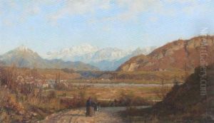 Le Mont Blanc Avec Le Cours De L'arve Avant Etrembieres