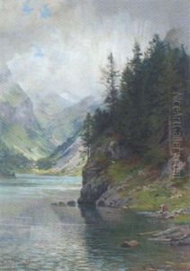 Lac De Tanay - A La Pointe De Peney by Edouard Jeanmaire
