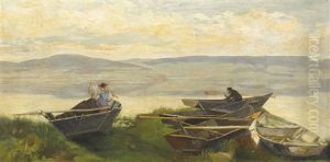 Fischerboote Am Ufer Des Neuenburgersees by Gustave Jeanneret