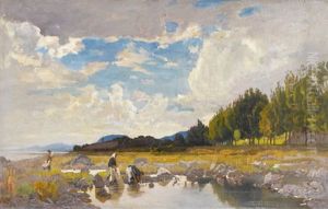 Wascherinnen Am Neuenburgersee by Gustave Jeanneret