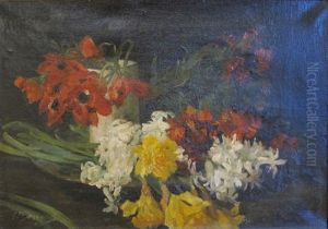Bouquet De Jonquilles, Jacinthes Et Anemones by Gustave Jeanneret