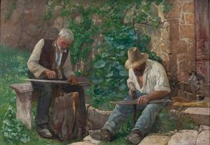 Zwei Manner Beim Dengeln by Gustave Jeanneret