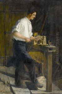 Handwerker Beim Drechseln by Gustave Jeanneret