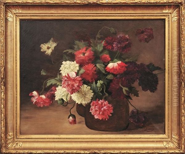 Straus Aus Nelken Und Mohnblumen In Einer Vase - view 1