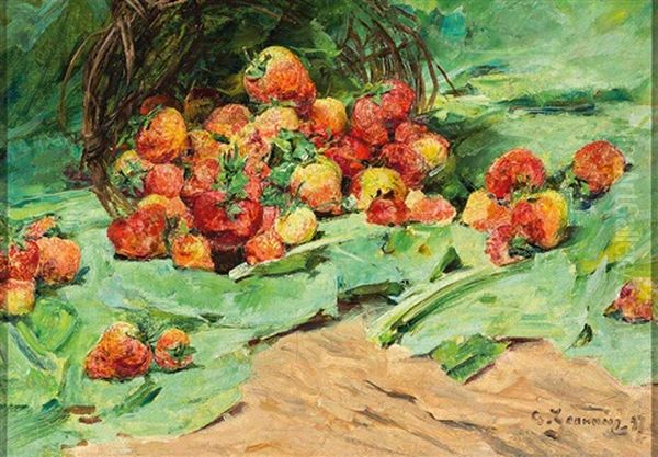 Stilleben Mit Erdbeeren Und Korb - view 1