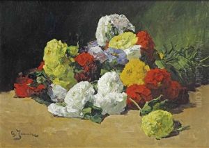 A Bouquet Of Colourful Flowers by Georges Jeannin