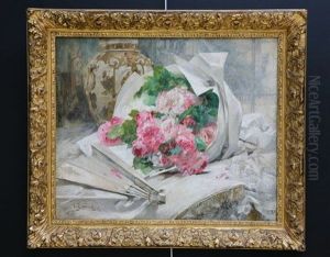 Le Bouquet De Roses Sur La Table by Georges Jeannin