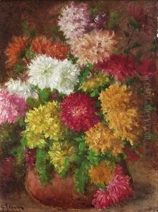 Nature Morte Au Bouquet De Chrysanthemes