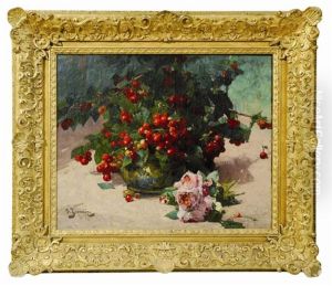 Bouquet De Cerises Aux Pivoines
