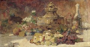 Bouquet De Fleurs Sur Une Table by Georges Jeannin